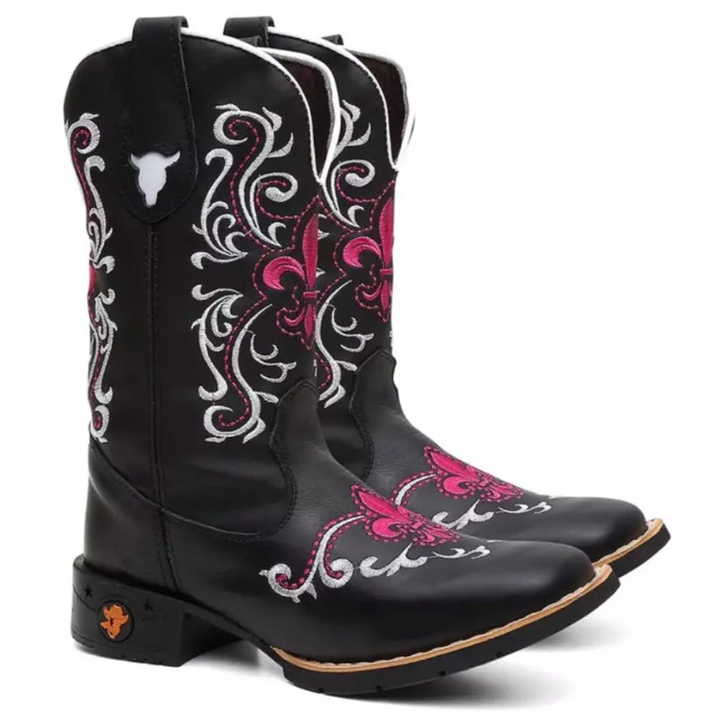 Bota Texana Feminina "Orquídea Rosa"